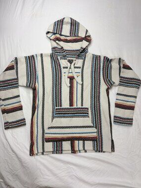 Senor Lopez Baja Hoodie Striped Pullover With Kangaroo Pocket & Drawstring Hood